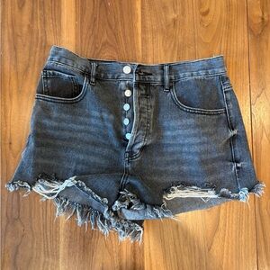 PacSun Dark Gray Frayed Jean Shorts